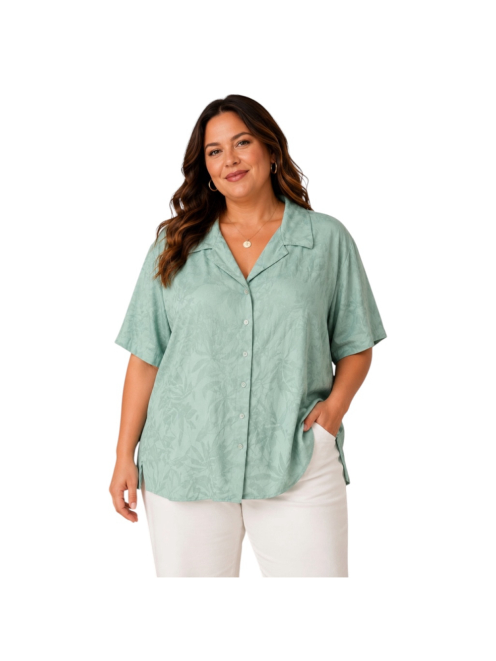 Caribbean Joe Woman Silk Blend Tropical Camp Shirt 2X Aquatic Blue NWT Resort Va